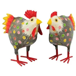 2er Set Metall-Deko "Hahn+Huhn"grau 22cm*Ostern*Frühling*Gockel Henne Handarbeit