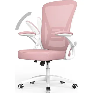 naspaluro Bürostuhl Ergonomischer Sitz – Sessel mit 90° klappbarer Armlehne – höhenverstellbar - Rosa