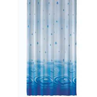 Ekershop Duschvorhang Textil "Wassertropfen Blau" Regen für Duschstange Breite 240 cm (inkl. Ringe), Höhe 200 cm, wasserabweisend, waschbar, bügelbar blau 240 cm