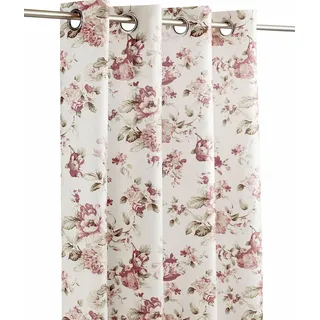 LANDKING® Ösenschal Rosamunde, Gardine, Vorhang, Dekoschal, Blumen Rosen, blickdicht, 8 Ösen, 140 x 245 cm, Landhaus, Romantik, Polyester, Farbe... - Rosa