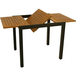 DEGAMO Balkon-Ausziehtisch VICENZA 80/120x70cm, Aluminium anthrazit + Akazie geölt, FSC®-zertifiziert