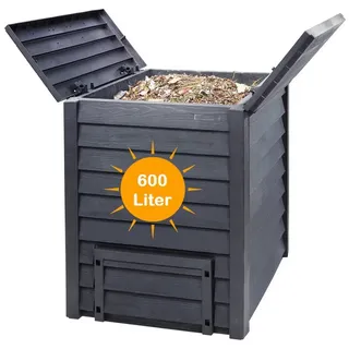 YourSol Thermo Wood Komposter 600 L, Komposter Garten aus Kunststoff anthrazit-braun, Thermokomposter, Composter Garten, Kompostierer Garten