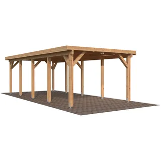 Einzel-Carport 360 x 512 cm Braun tauchgrundiert