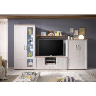 HBZ Wohnwand ROMANCE, Landhaustil inkl. LED-Beleuchtung,BxHxT 329x200x50 cm« Set, 4 Stk. tlg., weiß