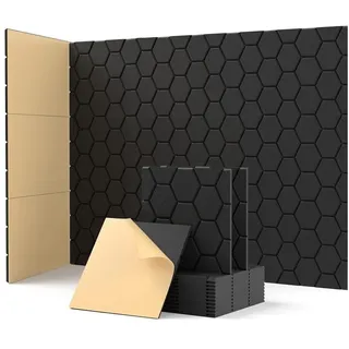 Akustikplatte 30 x 30cm Akustikpaneele Selbstklebend für Tonstudio/Büro/Heimkino Schwarz