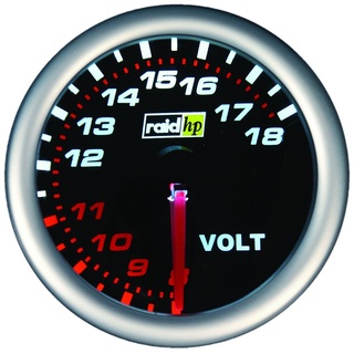 Raid HP hp 660245 Kfz Einbauinstrument Voltmeter Messbereich 8-18V NightFlight Weiß, Rot 52mm