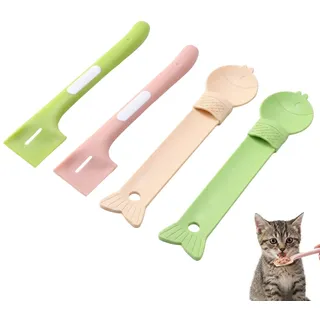 SWYZOR Katzenfutter Löffel,4 Stück Katzenlöffel,Futterlöffel Katze Dosenlöffel,Tierfutterlöffel Silikon,Mischlöffel Tierfutter Katzen Löffel Lang,Tierfutterdosenzubehör für Hunde,Katzen