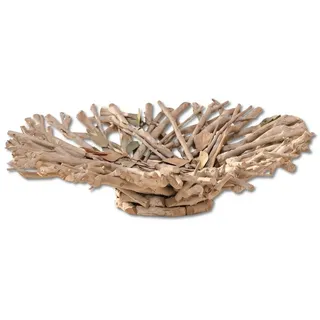 Dekoleidenschaft Dekoschale "Verzweigt" aus Teebaum-Zweigen, Ø 39 cm, Obstschale modern, Tischdeko, Schale aus Holz, Obstkorb beige