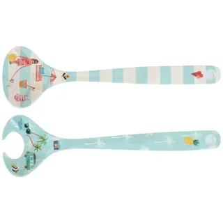 Overbeck and Friends - Melamin Löffel Lang - Beach Life - gestreift, Palmen, Strand, Ananas (Salatbesteck)