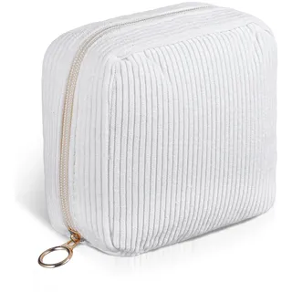 DOPENSPI Damenbinden Aufbewahrungstasche,Kleine Kosmetiktasche Cord Schminktasche Damen Tampon Aufbewahrung Make up Tasche für Handtasche Kulturtasche Reise Makeup Organizer für Frauen Mädchen(Weiß)