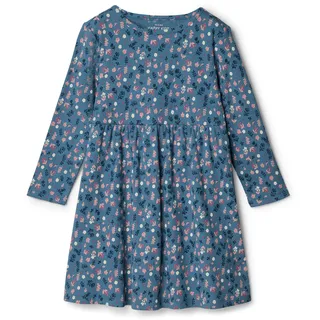 Tchibo - Kinder-Jersey-Rippkleid - Mädchen - Gr. 122/128 - blau/geblümt