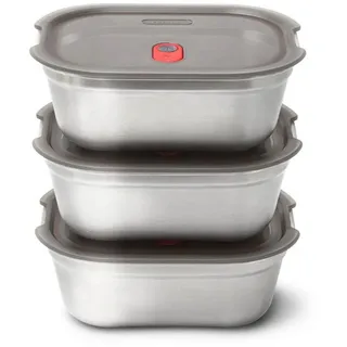 Black+Blum BLACK + BLUM Edelstahl Brotdosen, Mikrowellengeeignet, 900 ml x 3 | Auslaufsicher & Luftdicht, Robust & Wiederverwendbar, Edelstahl Meal Prep Boxen, Stapelbar, Für Lunch & Vorrat