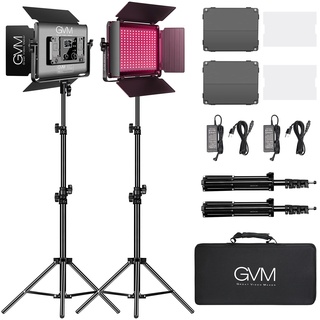 GVM RGB LED Videoleuchte Panel mit Stativ, 60W LED Photography Continuous Light, Set App Steuerung 360° Vollfarbe Videolicht 3200K-5600K Studio licht für Photograpy Studio Video, Filme, YouTube Foto