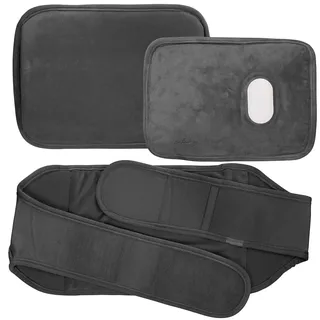 infactory Elektrische Wärmeflasche: Elektrische Samt-Wärmflasche, Hülle & Gürtel, 45/55/65 °C, 26x18x4 cm (Wärmflasche mit Netzteil, Wasser-Heizkissen, Elektrischer)