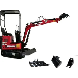 HZC Power Minibagger, mit Kettenantrieb, Dieselmotor, verstellbarem Fahrwerk, schwenkbarem Baggerarm DKB881,