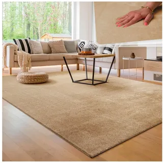 Teppich »Cadiz 630«, rechteckig, 14 mm Höhe, Uni-Farben, besonders weich, waschbar, auch als Läufer erhältlich beige Creme 140x200 cm