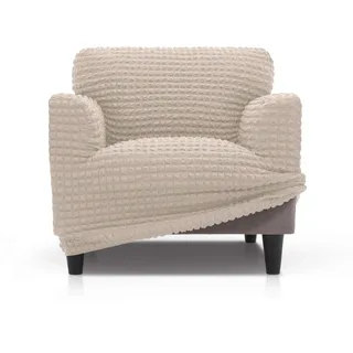 FAVERTI® Super elastischer Sesselbezug, universal, von 70 bis 110 cm, Modell BUFALI | Beige, idealer Bezug für Jede Form von Sesseln | Qualitätsschutz aus 3D-Jacquard-Stoff und Baumwolle