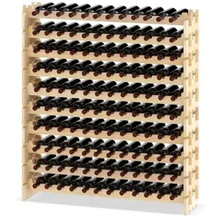 FANTASK Weinregal Holz für 120 Flaschen, Flaschen Modular mit 10 Ebenen, Flaschenregal stapelbar, Holzregal für Küche, Esszimmer, Bar, Keller, 120 x 29 x 128 cm
