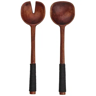 Asa Selection ASA Salatbesteck mit schwarzem Nylongriff wood