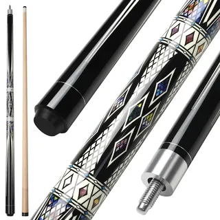 ASMPCUE Billard Queue, 58" Pool Queue 13mm Spitzen Pool Cue für Professionelle Billardspieler, 1/2 Maple Queue Sticks für Billard Tisch Sport, Bar Pool Table Sticks for Billard Enthusiasten, Schwarz