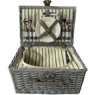 Hti-Living Picknickkorb für 2 Personen Finie 1 St. 38 x 28 x 18 cm grau