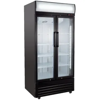 GastroHero ECO 630 Getränkekühlschrank mit Leuchtaufsatz und Klapptüren