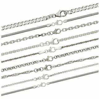 HOPLO Panzerkette Silberkette Ankerkette rund Länge 50cm - Breite 2,0mm- 925 Silber, Made in Germany silberfarben 50 cm Unisex
