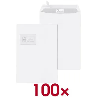 MAILmedia Versandtaschen DIN C4 mit Fenster weiß 100 St.