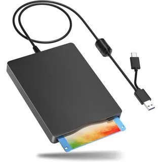 Diskettenleser, 3,5 Externes Diskettenlaufwerk mit usb Typ c, Tragbares FDD-Diskettenlaufwerk für Laptop-PC