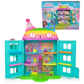 Gabby’s Dollhouse, 15-teiliges Purrfect Party Puppenhaus Spielset im Regenbogen-Look, über 60cm mit Gabby-Figur, Möbeln und Geräuscheffekten, ab 3 Jahren