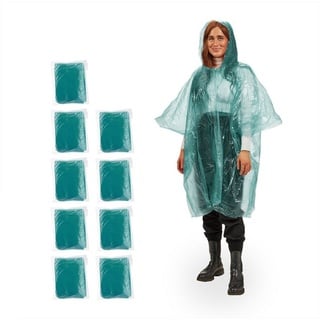 Relaxdays Regenponcho 10er Set, - grün,