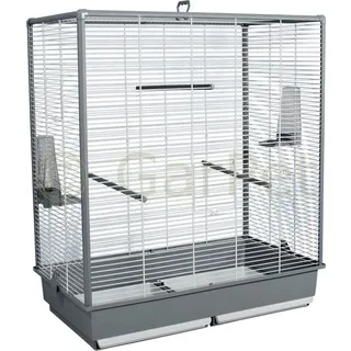 GarPet Vogelkäfig Wellensittich Kanarien Papagei 70 x 40 x 80 cm grau