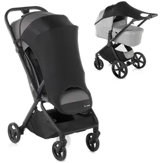 Jané Sonnenschutz Kinderwagen UPF 50+, Universal Elastisch, Atmungsaktiv, UV Schutz für Buggy und Babywanne, Schwarz