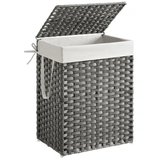 Songmics Wäschekorb Polyrattan 90 L, Grau