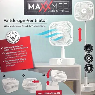 Standventilator Tisch-Ventilator 20cm Lüfter Leise Teleskop Kühler Büro Akku Fan