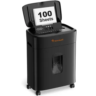 Bonsaii 100 Blatt Aktenvernichter mit Automatischer Zuführung, Mikroschnitt Schredder Aktenvernichter P4 mit Anti-Stau, 10-Minuten-Dauerbetrieb, 16-Liter-Behälter, für zu Hause und im Büro, C231-D