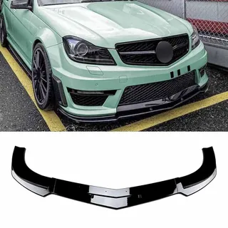 LJWAN Auto Frontlippe Spoiler für Mercedes Benz C-Klasse W204 AMG C63 2011 2012 2013 2014, Splitter Bumper Spoilerlippe Auto Front Bumper Lip Splitter Spoiler Schaufeln Schutz,normal-Glossy Black