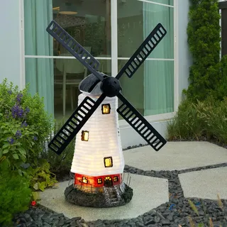 LED Solar Außen Leuchte Garten Dekoration Windmühle Vorgarten Blumen Beet Beleuchtung Rasen Wiese Balkon Deko Lampe