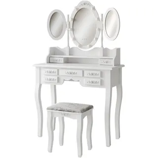 Vicco Schminktisch Diana Weiß 90 cm mit Beleuchtung und Hocker