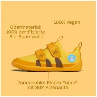 Affenzahn Barfußschuh Baumwolle Lucky Klettverschluss Vegan rutschfest Flexibel Reflektierend für den Sommer in Größe 21-32 Bär - Blau - 21 EU
