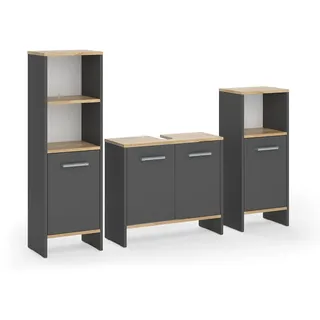 Vicco Karli 3-tlg. Anthrazit/Goldkraft Eiche