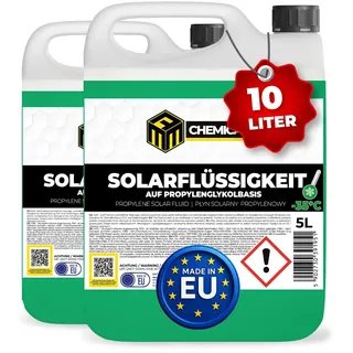 MRM CHEMICALS Solarflüssigkeit –35 °C 2 x 5L (Propylenglykol) | Solar Frostschutz & Wärmeträgermedium für Solarthermie | Solarfluid für Solaranlagen | Solarliquid für Wärmepumpen | Korrosionsschutz