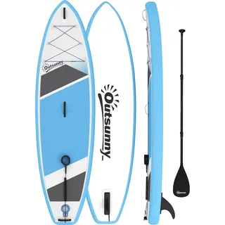 Outsunny Stand Up Paddling Board Set Aufblasbar 320cm SUP Board mit Verstellbares Paddel Rutschfest EVA-Deck Fußschlaufe Pumpe Finne Rucksack Komplettes Zubehör, 160kg Paddle Board für Erwachsene   Aosom