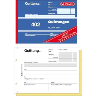 Herlitz Quittungsblock A6 quer, 2x40 Blatt