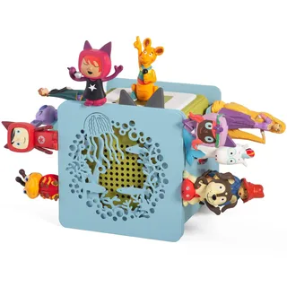 Xozoyo Metall Tonie Regal vollständig magnetisches Toniebox Regal tonie aufbewahrung für bis zu 25-40 Figuren + Box, Tonie regal Mädchen & Jungen in Blau tonieregal zum hinstellen(Blaues Korallenriff)
