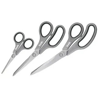 KWB Scheren-Set aus Edelstahl, 3-teilig - Vielfältige Einsatzmöglichkeiten - Ergonomische Griffe - Für Rechts- und Linkshänder - Schwarz