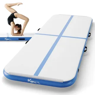 KM - Fit Gymnastikmatte Airtrack Matte Turnmatte Fitness-Matte (1-St., 400 x 100 x 10 cm), mit integrierter Pumpe 600W blau