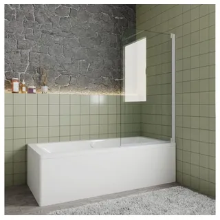 Duschparadies Duschwand 140cm anthrazitweiß Glas Aufsatz Duschabtrennung Badewanne Trennwand, Einscheibensicherheitsglas, Sicherheitsglas, Glas 75 cm x 140 cm