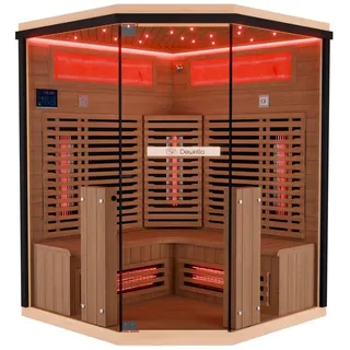 Dewello Dewello® Infrarotkabine Infrarotsauna KENORA 140x140 für 2-3 Personen aus Hemlockholz, Dual-Therm, mit Salzsteinoptik