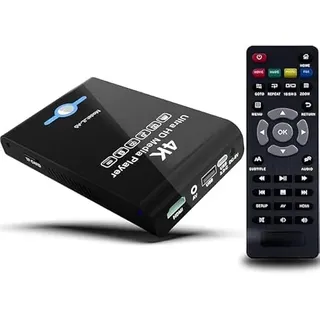 4K 60Hz UHD Media Player & HDD Enclosure 2-in-1,Play H.265/HEVC H.264/AVC MP4 MKV Videos MP3 Music JPG Photos,4K HD, Analog AV,USB 3.0, Type C,Supports SSD,2.5" SATA HDD with USB/SD Card Expansion